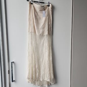 BNWT Karen Millen Sheer Lace Godet Woven Maxi Skirt